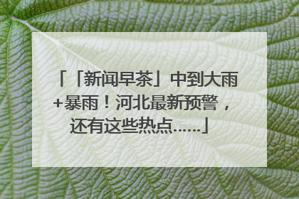 「新闻早茶」中到大雨+暴雨！河北最新预警，还有这些热点……