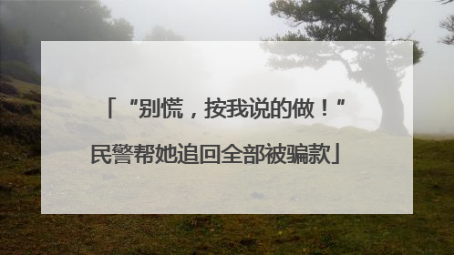“别慌，按我说的做！”民警帮她追回全部被骗款