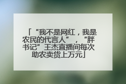 “我不是网红，我是农民的代言人”，“胖书记”王杰直播间每次助农卖货上万元