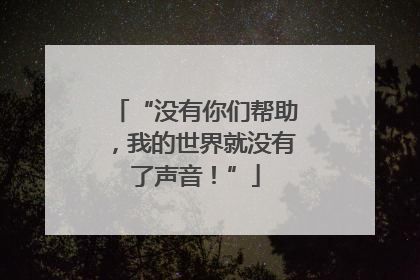 “没有你们帮助，我的世界就没有了声音！”
