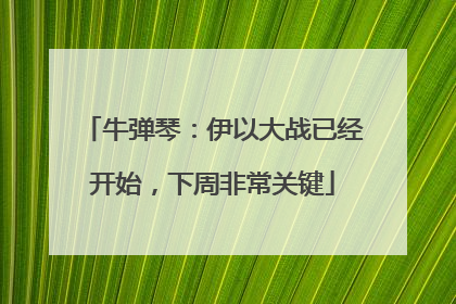 牛弹琴：伊以大战已经开始，下周非常关键
