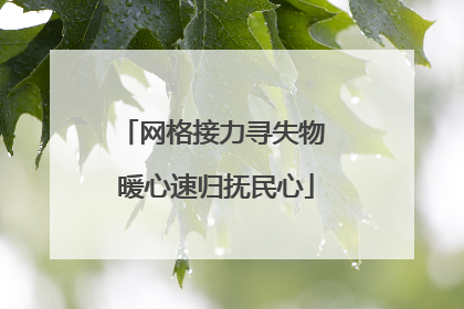 网格接力寻失物 暖心速归抚民心