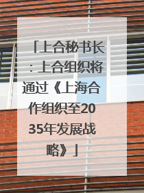 上合秘书长：上合组织将通过《上海合作组织至2035年发展战略》