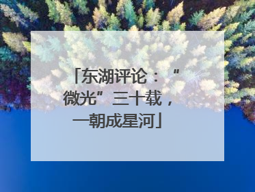 东湖评论：“微光”三十载，一朝成星河