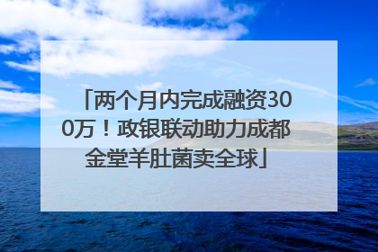 两个月内完成融资300万！政银联动助力成都金堂羊肚菌卖全球