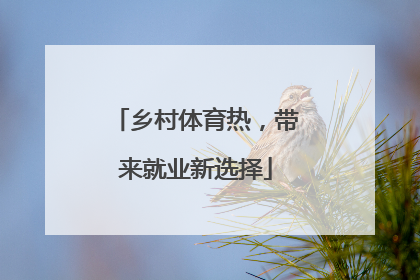 乡村体育热，带来就业新选择