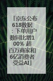京东公布618数据：下单用户数同比增100% 超百万商家和6亿消费者受益AI
