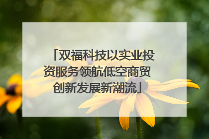 双福科技以实业投资服务领航低空商贸创新发展新潮流