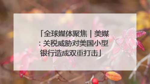 全球媒体聚焦｜美媒：关税威胁对美国小型银行造成双重打击