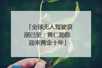 全球无人驾驶浪潮已至：黄仁勋称迎来黄金十年