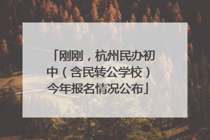 刚刚，杭州民办初中（含民转公学校）今年报名情况公布