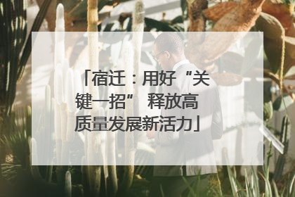 宿迁：用好“关键一招” 释放高质量发展新活力