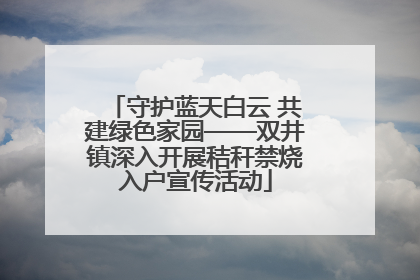 守护蓝天白云 共建绿色家园——双井镇深入开展秸秆禁烧入户宣传活动