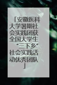 安徽医科大学暑期社会实践团获全国大学生“三下乡”社会实践活动优秀团队