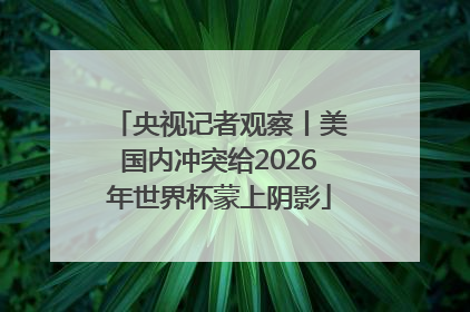 央视记者观察丨美国内冲突给2026年世界杯蒙上阴影