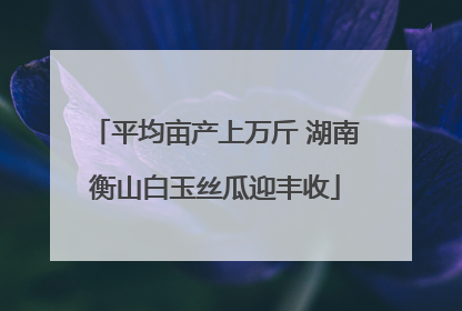 平均亩产上万斤 湖南衡山白玉丝瓜迎丰收