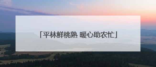 平林鲜桃熟 暖心助农忙