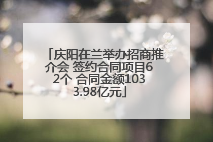 庆阳在兰举办招商推介会 签约合同项目62个 合同金额1033.98亿元