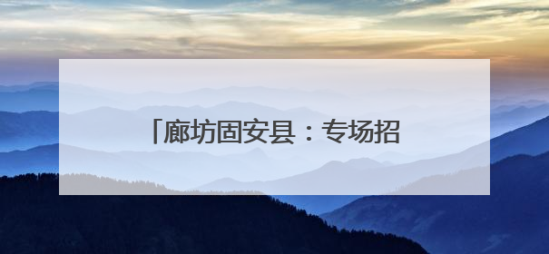 廊坊固安县：专场招聘 “职”通未来