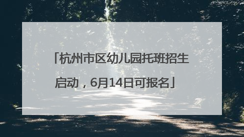 杭州市区幼儿园托班招生启动，6月14日可报名
