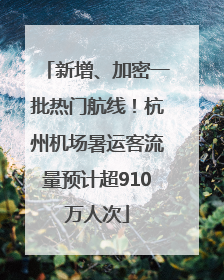新增、加密一批热门航线！杭州机场暑运客流量预计超910万人次