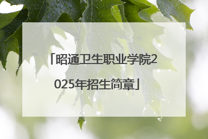 昭通卫生职业学院2025年招生简章