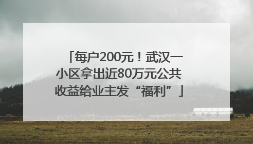 每户200元！武汉一小区拿出近80万元公共收益给业主发“福利”