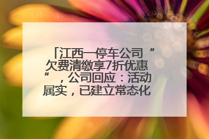江西一停车公司“欠费清缴享7折优惠”，公司回应：活动属实，已建立常态化诉讼追缴机制