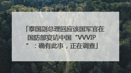 泰国副总理回应该国军官在国防部宴请中国“VVVIP”：确有此事，正在调查