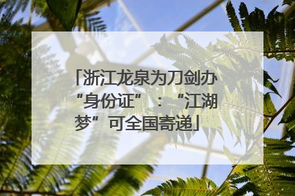 浙江龙泉为刀剑办“身份证”：“江湖梦”可全国寄递