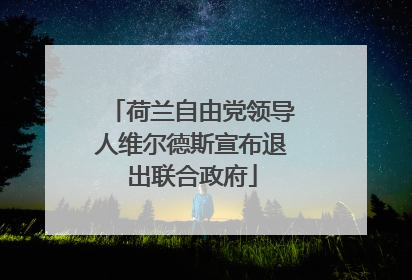 荷兰自由党领导人维尔德斯宣布退出联合政府