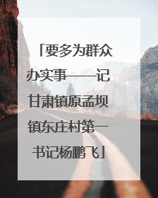 要多为群众办实事——记甘肃镇原孟坝镇东庄村第一书记杨鹏飞