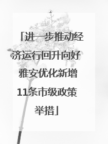 进一步推动经济运行回升向好 雅安优化新增11条市级政策举措