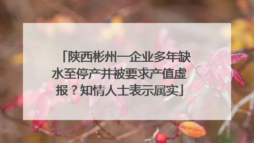 陕西彬州一企业多年缺水至停产并被要求产值虚报？知情人士表示属实