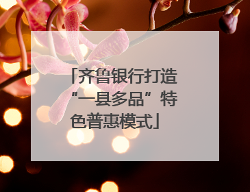 齐鲁银行打造“一县多品”特色普惠模式