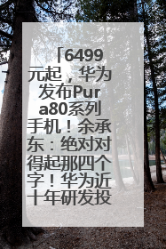 6499元起，华为发布Pura80系列手机！余承东：绝对对得起那四个字！华为近十年研发投入12490亿元
