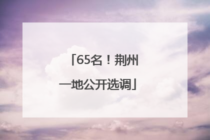 65名！荆州一地公开选调